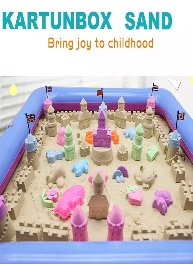 Kartunbox Children Sandcastle Set for Kids 3 Kinetic Sand 500 GM Round Bucket | Dough Box with mould Toys| Reusable Craft Sand | Amazing Active Magic Gluten Free Clay Sand |Stress Relieving Children's Slime Play Sand for Kids -Multicolour - Image 2